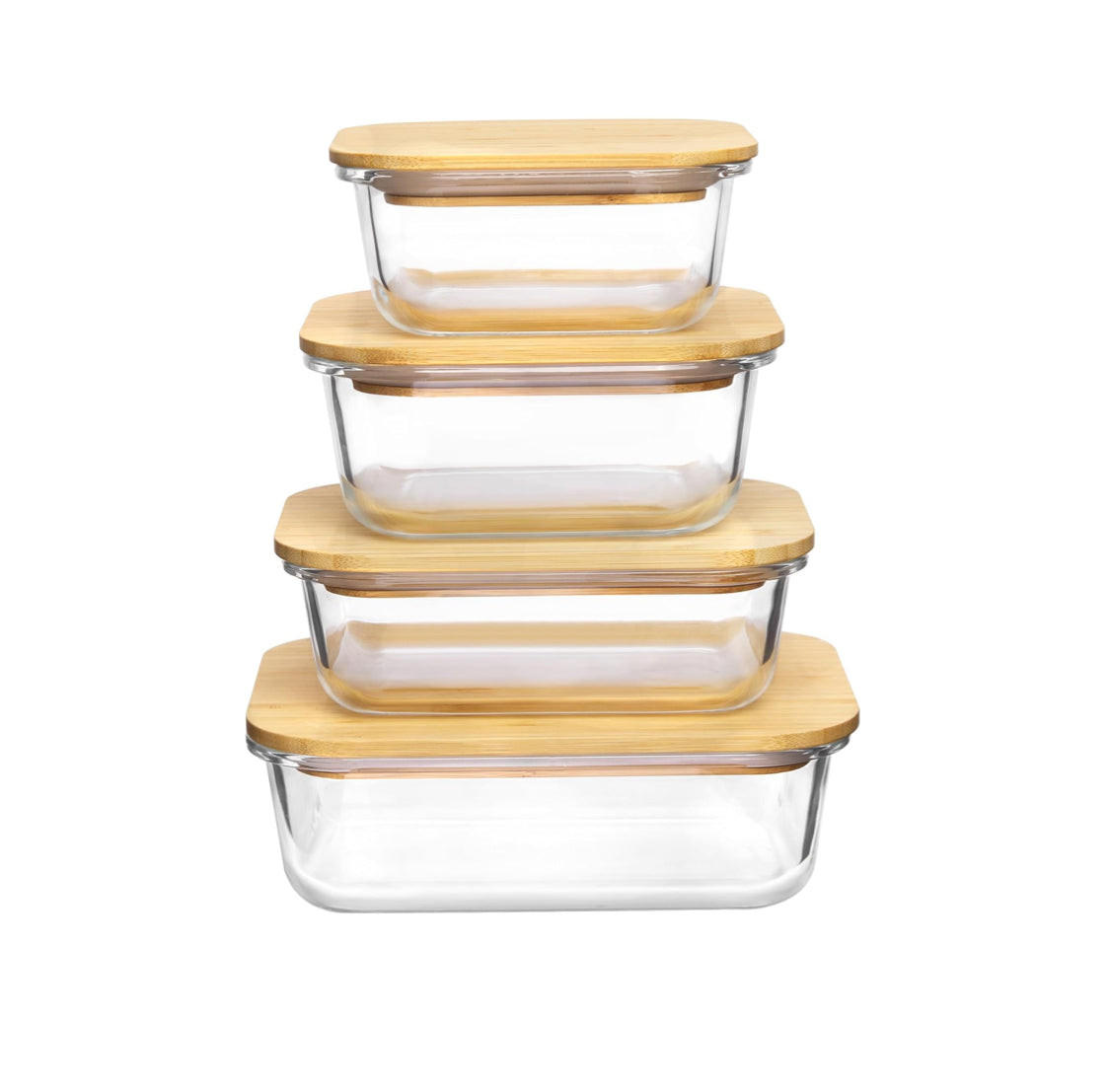Glass Food Storage Containers with Bamboo Lids, 4 Pack